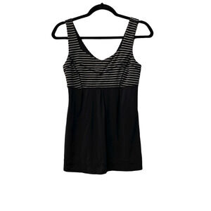lululemon athletica black white striped tank workout yoga top size 6